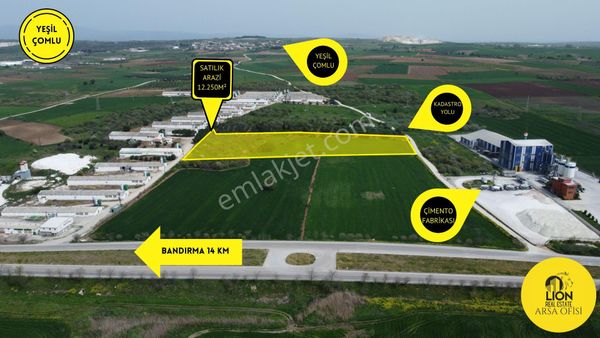 Bandırma Yeşilçomlu Mahallesinde Yola Cephe 12.250 M² Satılık Arazi