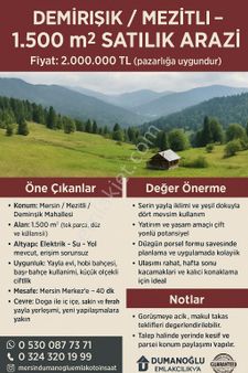 🌿 Mezitli / Demirişık – 1.500 M² Satılık Arazi 🌿