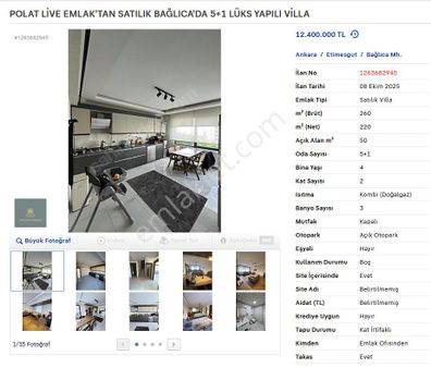 Polat Live Emlak'tan Satılık Bağlıca'da 5+1 Lüks Yapılı Villa