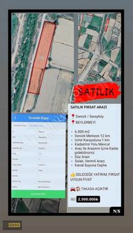 Sarayköy Beylerbeyinde 6 Dönüm Satılık Fırsat Arazi