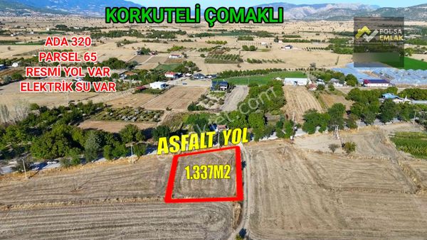 ✅korkuteli✅çomaklı Köyü✅satılık 1.337m2 Tarla✅elektrik Su Var