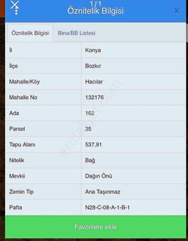 Bozkır Hacılarda 537 M2 Müstakil Bağ