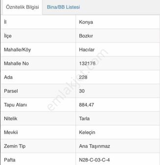 Bozkırda Satılık Müstakil Tapu 884 M2 Tarla