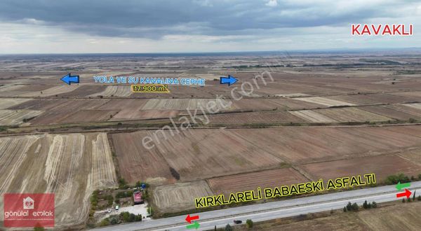 Kırklareli Kavaklı 17.900 M2. Yola Suya Cephe Tarla 4.500.000tl.