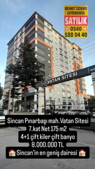 Satılık Sincan Vatan Sitesi 4+1 Net 175 M2 Süper Daire