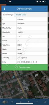 Pınarhisar Da Satılık 255m2 Arsa