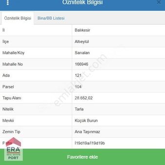 Era Port Güvencesiyle Altıeylül Sarıalan Da 28.652m² Tarla