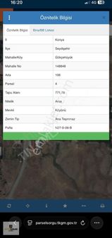 Konya Seydişehir Gökçehüyükte 771 M2 Satılık İmarlı Arsa