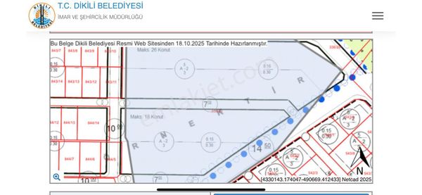 Dikili'de Muhteşem Lokasyonda Tek Tapu İmarlı Arsa