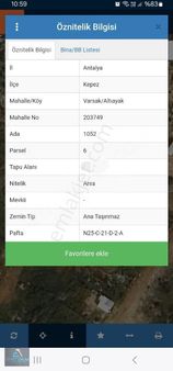 Antalya Kepez Altıayak Satılık 337mk Konut Parseli