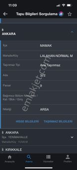 Mamak Lalahanda 287 M2 Kare Satılık Villa İmarlı Arsa