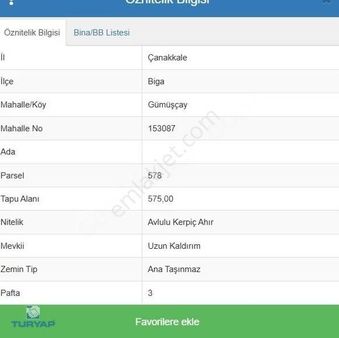 Çanakkale Biga Gümüşçay Da 850 M2 Satılık Arsa!