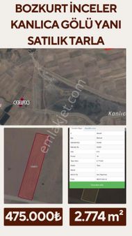 Özmecaz'dan Bozkurt İnceler'de Kanlıca Gölü Yanı 2774m2 Fırsat Tarla