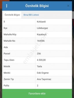 Arden Yapı'dan Emsalsiz 4500m2 Tek Tapu Satılık Tarla !!