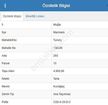 Marmaris Turunç Ta Satılık 7.287 M² Yola Cepheli, İmar Sınırında