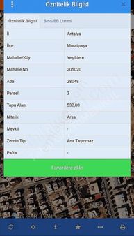 Muratpaşa Yeşildere Mh.satılık Tek Tapu 532 M2 Konut İmarlı Arsa