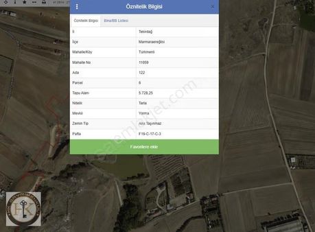 Tekirdağ Mamaraereğlisi Türkmenli 5728 M² Satılık Arsa
