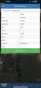 Döşemealtı Altınkalede 540 M² Villa Parseli 3 Kat İmarlı