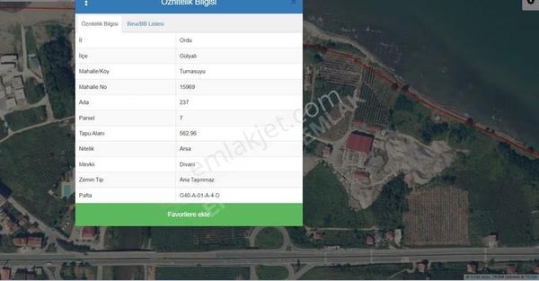 Turnasuyu Deniz Tarafı Ayrık Nizam 563 M2 Müstakil Villa Arsası