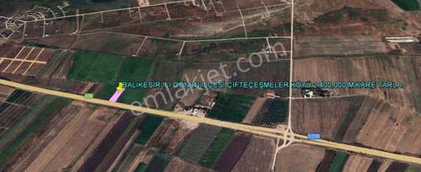 Balıkesir İli Gönen İlçesi Çifteçeşmeler Köyü 2.400,000 M²tarla