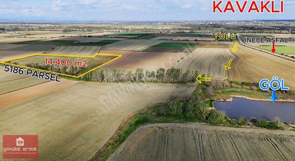 Kırklareli Kavaklı'da İnece Asfaltı Yanı Gölün Kenarı 14.400 M2