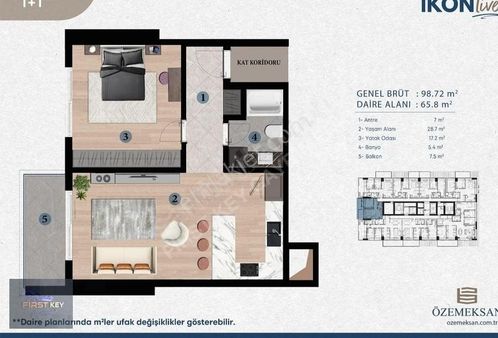 Bornova İkon Live Kiralık Lüks 1+1 Daire