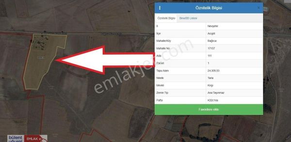 Acıgöl Bağlıcada 24.309 M2 Satılık Tarla