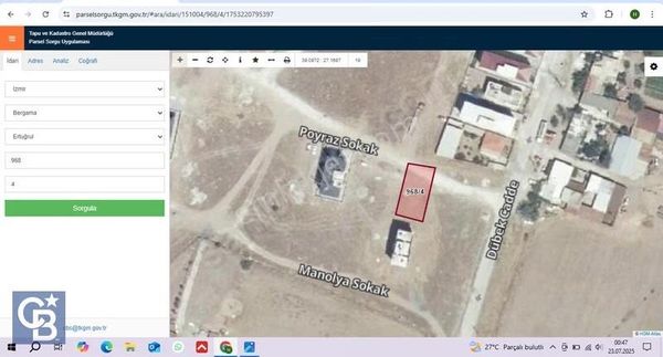 Bergama Fatih Mahallesinde (338 M2) Satılık Arsa