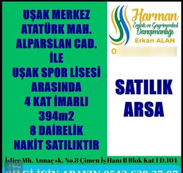 Satılık 4 Kat İmarlı Yatırımlık Arsa