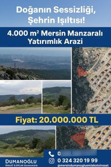 📌 Yenişehir / Çavak Mahallesi — Full Mersin Manzaralı 4 Dönüm Yatırımlık Arsa