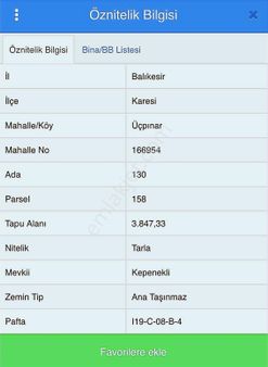 Üçpınar Mahallesi 270 M2 Satılık Tarla Hissesi