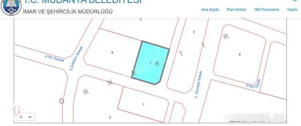 Mudanya Çağrışan'da Bursa Manzaralı 982m2 Villa İmarlı Arsa