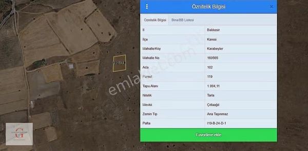 Balıkesir Karesi Karabeyler'de Yatırımlık Fırsat Arazi