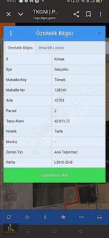 Selçuklu Tömek Mahallesinde Satılık Tarla