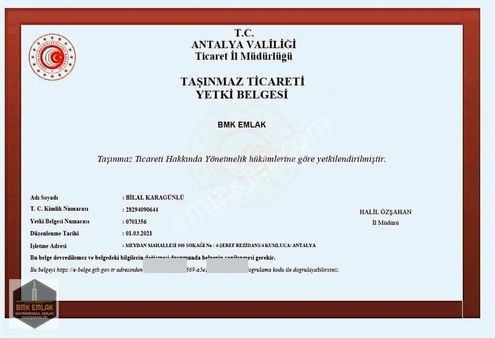 Bmk Emlaktan Antalya Kumluca Yeşilköyde Satılık Tarla