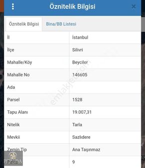 İstanbul Silivri Beyciler'de Satılık 400 M² Tarla