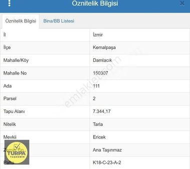 Kemalpaşa Damlacık Mahallesi'nde Yatırımcıya Uygun Satılık Tarla