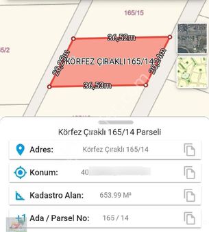 Körfez Çıraklı Mahallesinde 654 M2 Satılık Müstakil Parse