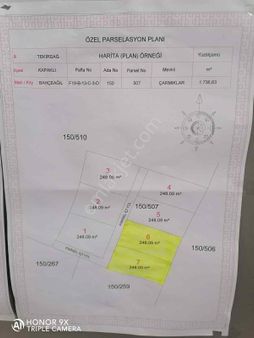 Tekirdağ Kapaklı Bahçeağıl 248 M2 Tarla