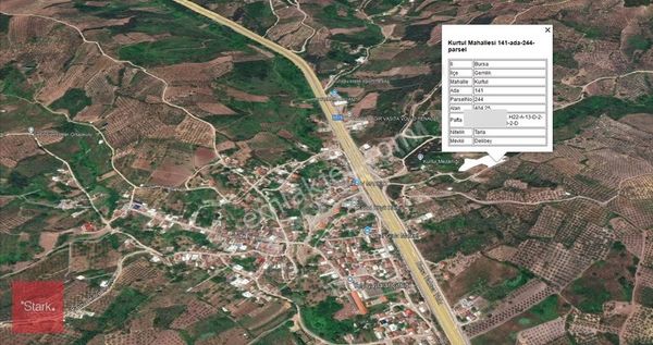 Bursa Gemlik Kurtul 3.875 M2 Yola Cephe Satılık Tarla