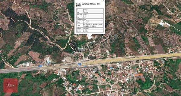 Bursa Gemlik Kurtul 1.314 M2 Yola Cephe Satılık Tarla