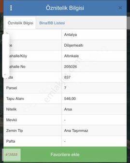 Döşemealtı Altınkale Müstakil Villa İmarlı Arsa 546 M2