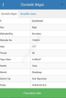 Çanakkale Biga Koruoba’da Satılık Tarla
