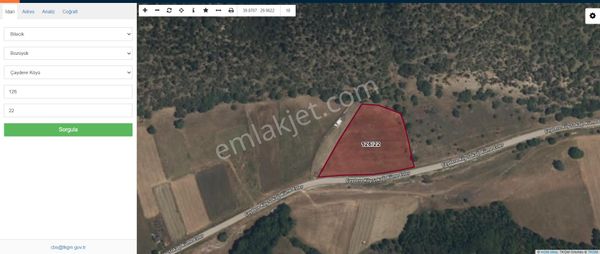 Bilecik Bozüyük Çaydere Köyü Satılık Tarla