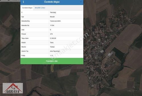 Tekirdağ Muratlı Yukarısevindikli Yerleşime Yakın 359m2 Satılık