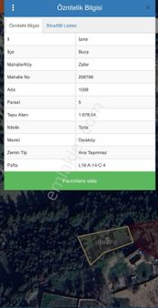 Buca Batı Çıkışına 800 M. Mesafede Ormanın İçinde 1678 M² Tarla