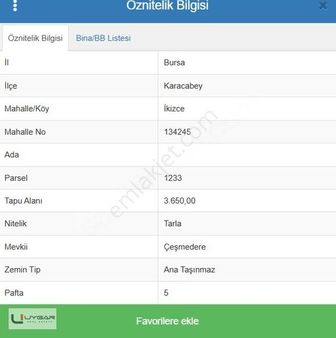 Uygar Gayrimenkul'den İkizce'de Satılık 3.650 M2 Tek Tapu Arazi