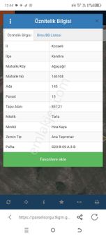 Kandıra Ağaçağıl Köyü Satılık Tarla