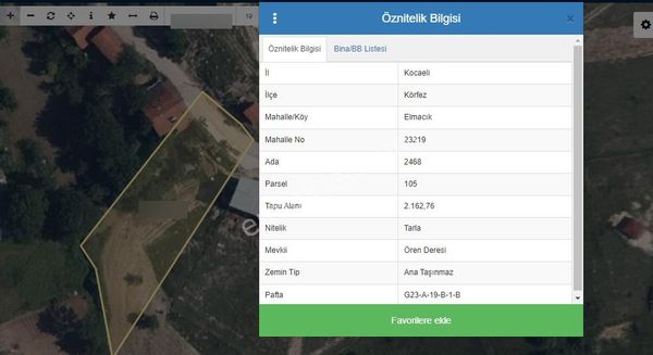 Kocaeli Körfez Elmacık Köyü 720m2 İmarlı Köy İçinde Satılık Arsa