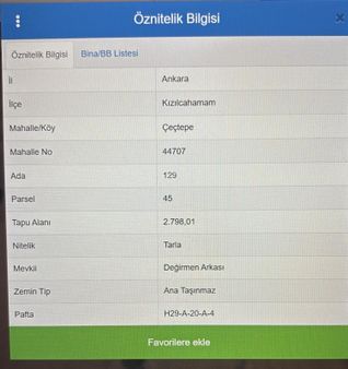 Kızılcahamam Çeçtepe De Satılık Tarla